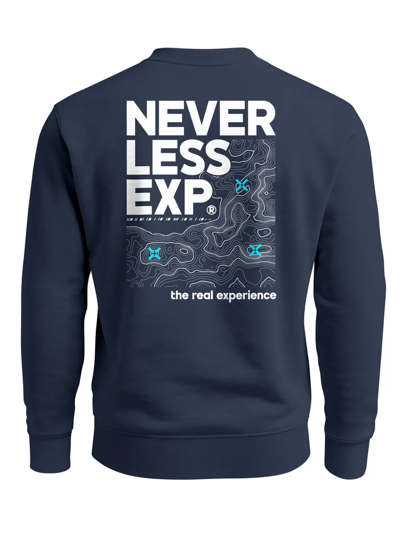 Sweatshirt Herren Pullover mit Backprint Typographie Outdoor Topografie Grafik Fashion Streetwear