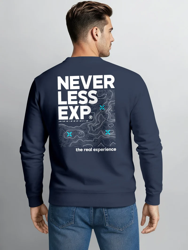 Sweatshirt Herren Pullover mit Backprint Typographie Outdoor Topografie Grafik Fashion Streetwear
