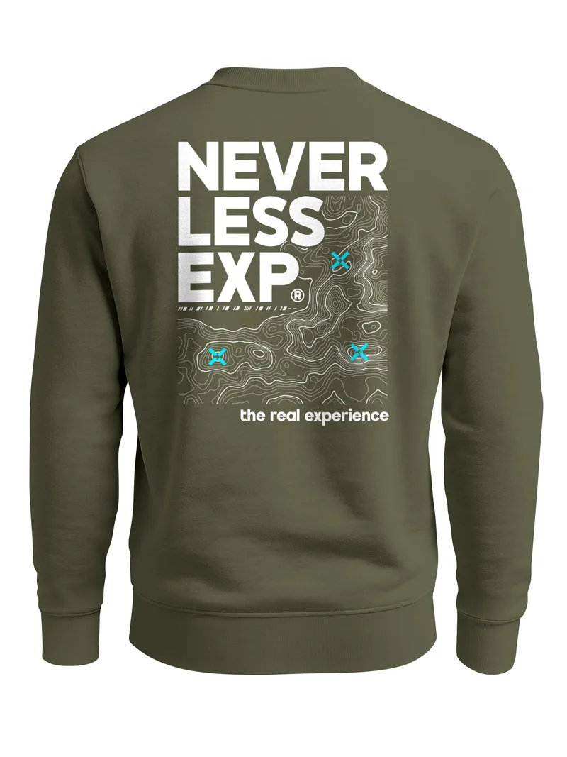 Sweatshirt Herren Pullover mit Backprint Typographie Outdoor Topografie Grafik Fashion Streetwear