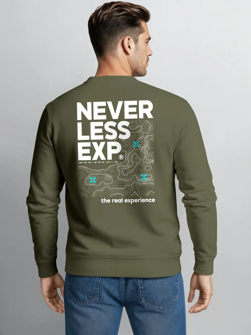 Sweatshirt Herren Pullover mit Backprint Typographie Outdoor Topografie Grafik Fashion Streetwear