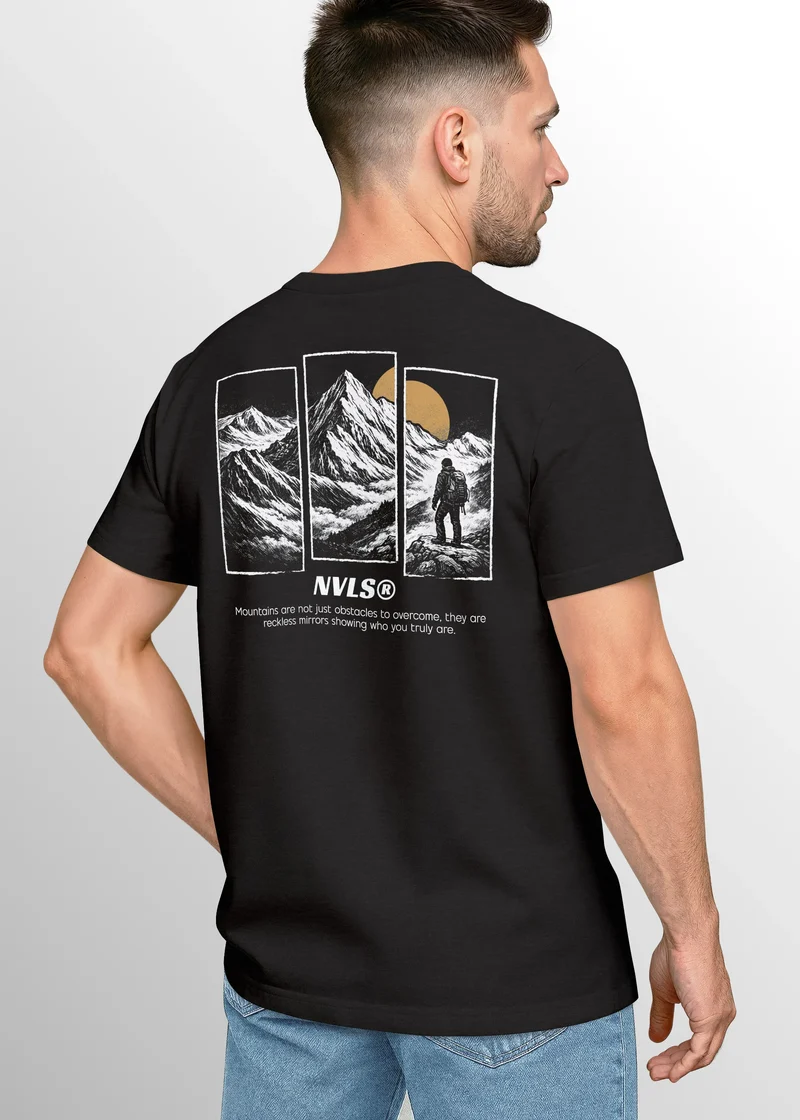 Herren T-Shirt Backprint Mountain Adventure Grafik Outdoor Nature Fashion Streetstyle Männer