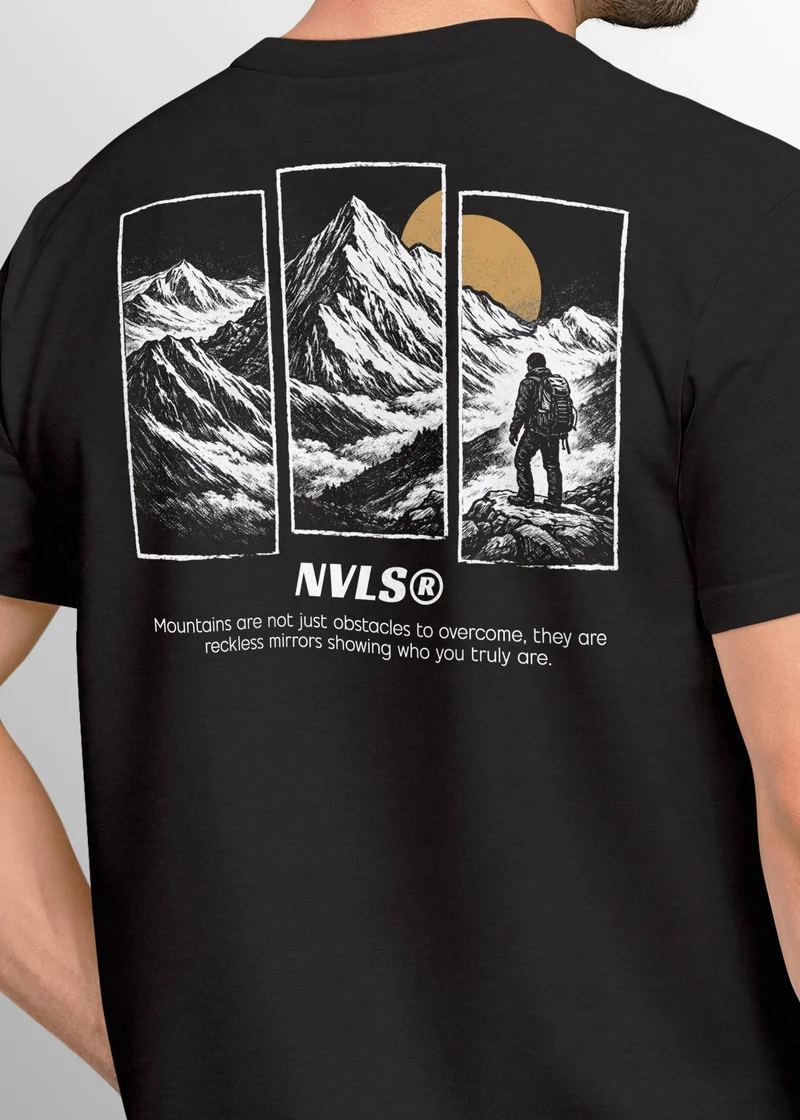 Herren T-Shirt Backprint Mountain Adventure Grafik Outdoor Nature Fashion Streetstyle Männer