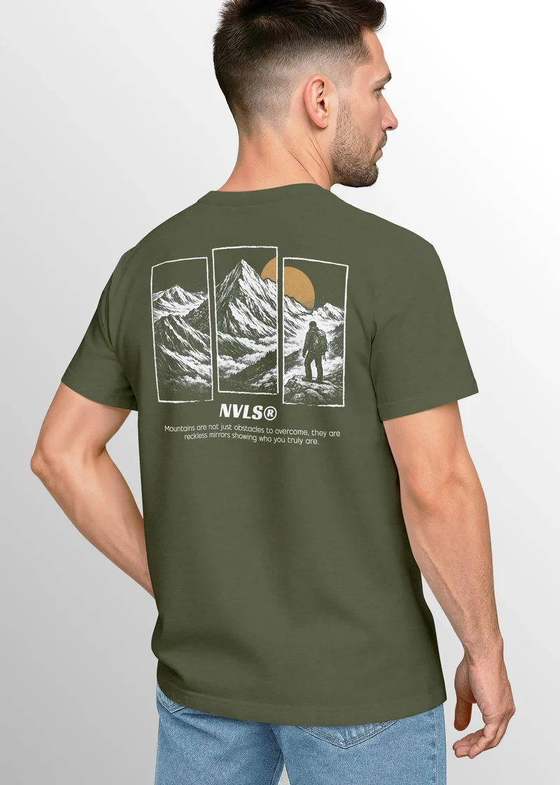 Herren T-Shirt Backprint Mountain Adventure Grafik Outdoor Nature Fashion Streetstyle Männer