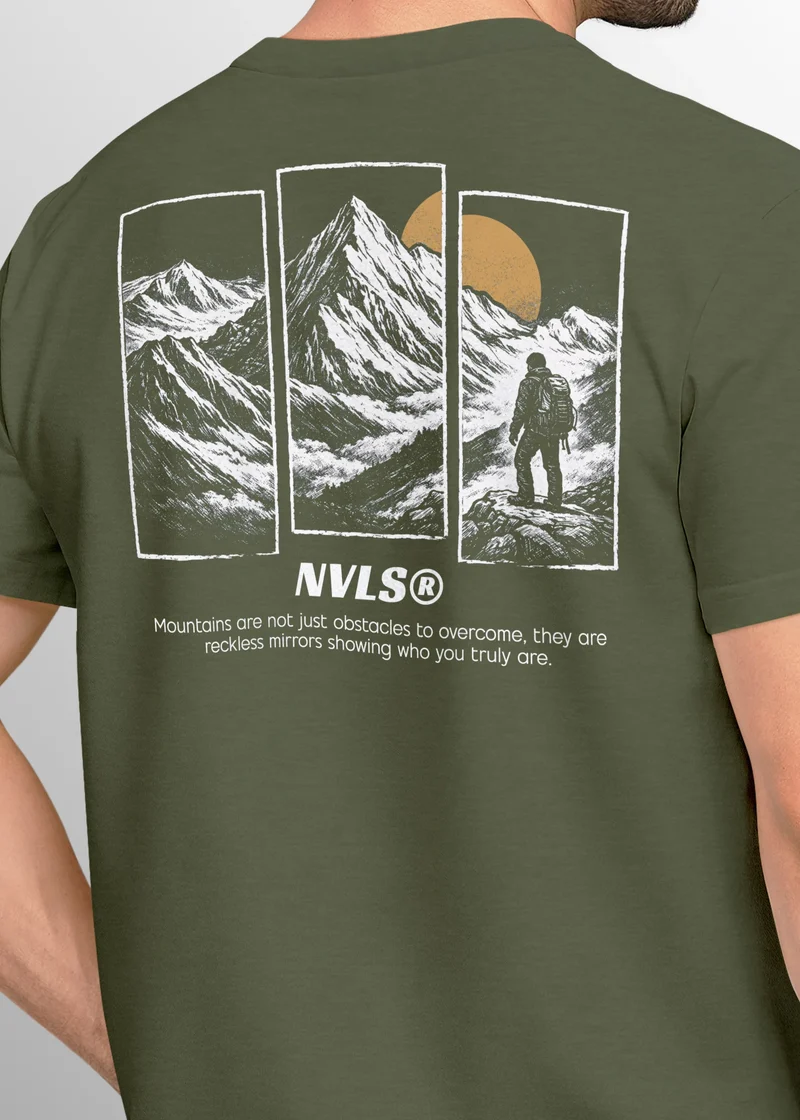 Herren T-Shirt Backprint Mountain Adventure Grafik Outdoor Nature Fashion Streetstyle Männer