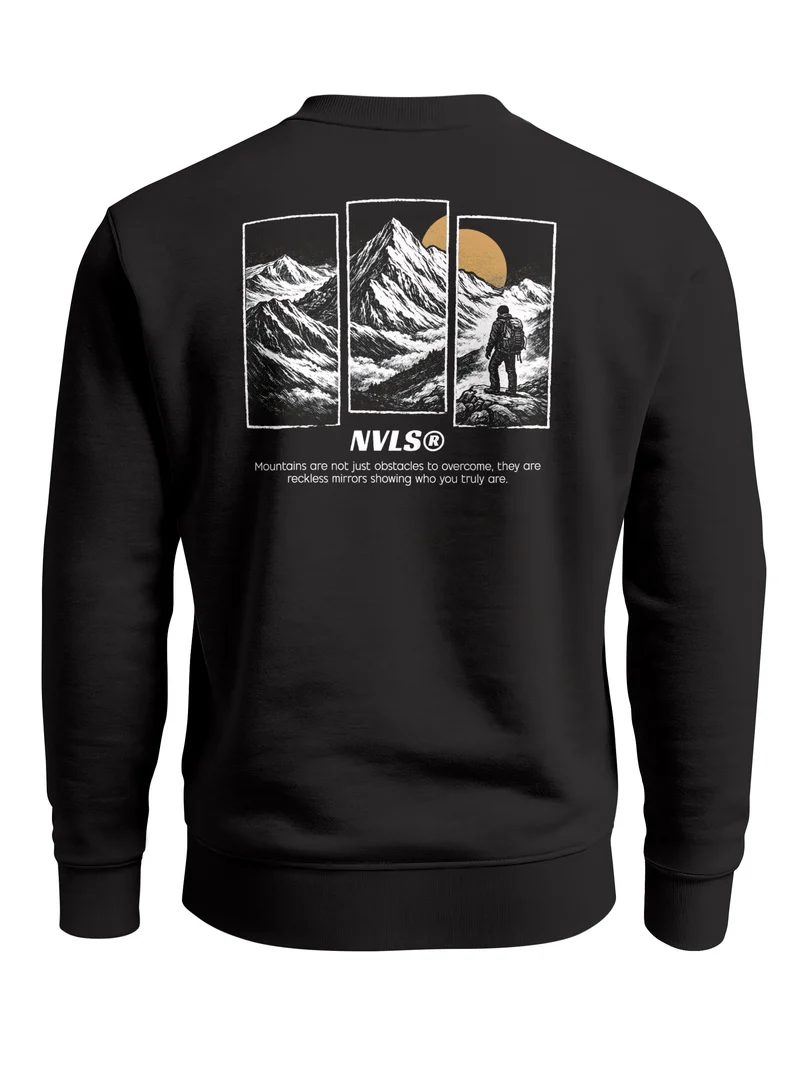 Sweatshirt Herren Pullover mit Outdoor Grafik Print Berge Adventure Wandern Fashion Streetwear Männer
