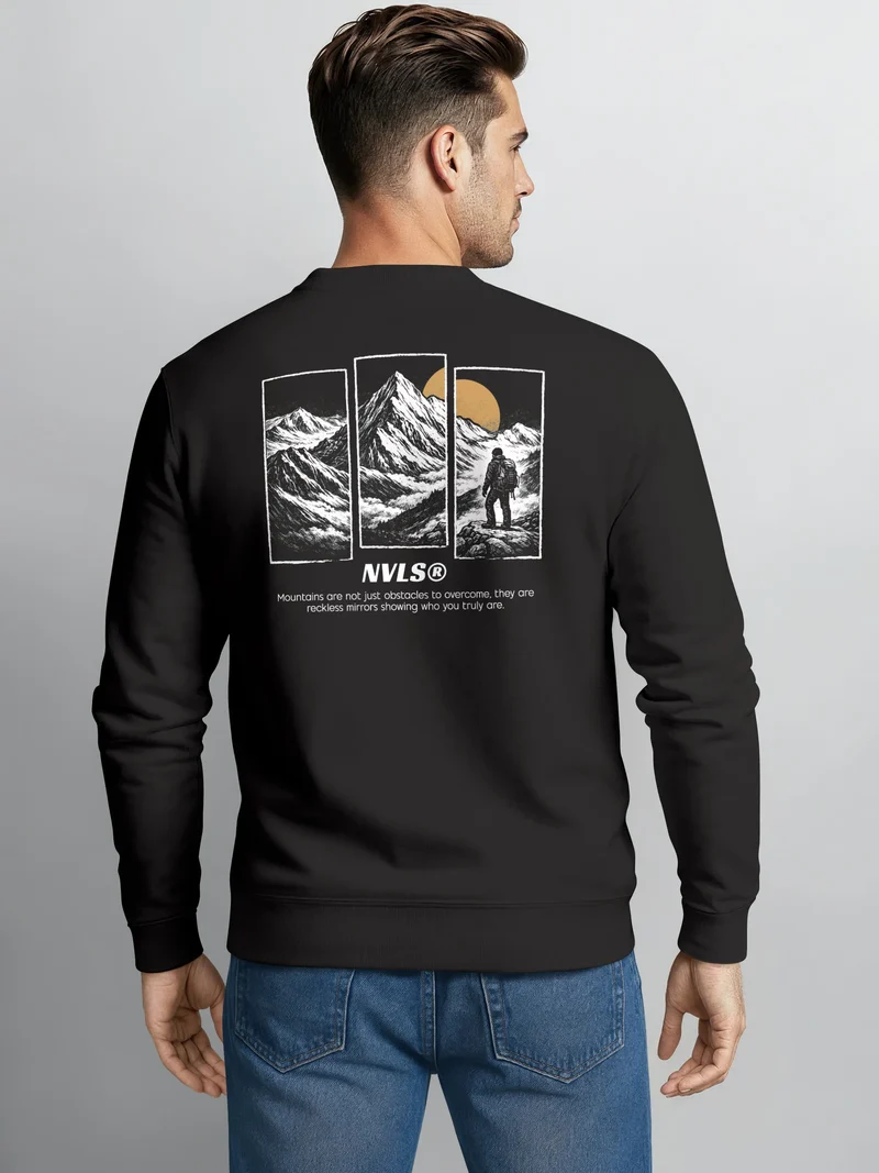 Sweatshirt Herren Pullover mit Outdoor Grafik Print Berge Adventure Wandern Fashion Streetwear Männer