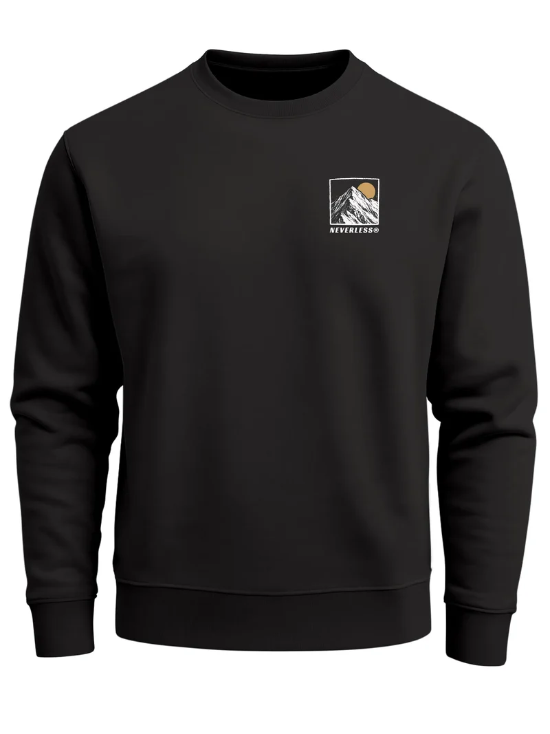 Sweatshirt Herren Pullover mit Outdoor Grafik Print Berge Adventure Wandern Fashion Streetwear Männer