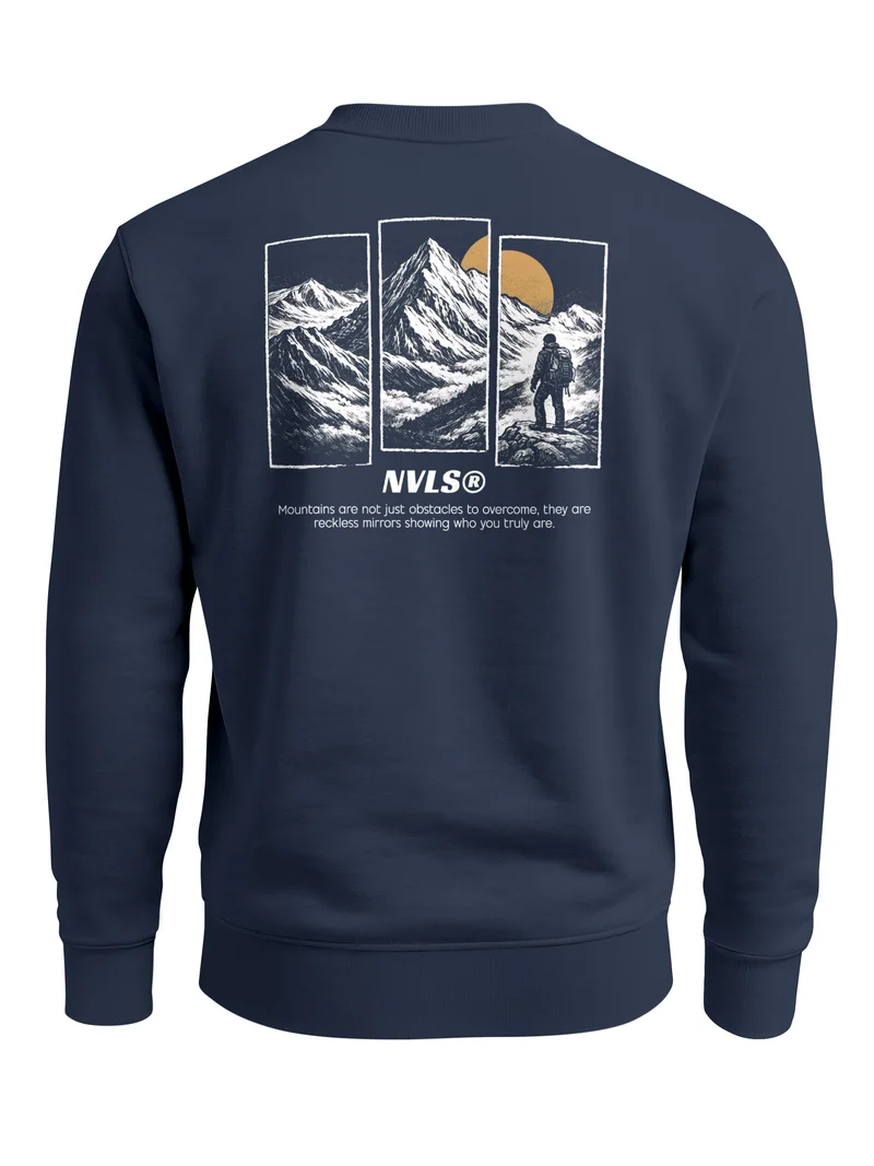 Sweatshirt Herren Pullover mit Outdoor Grafik Print Berge Adventure Wandern Fashion Streetwear Männer