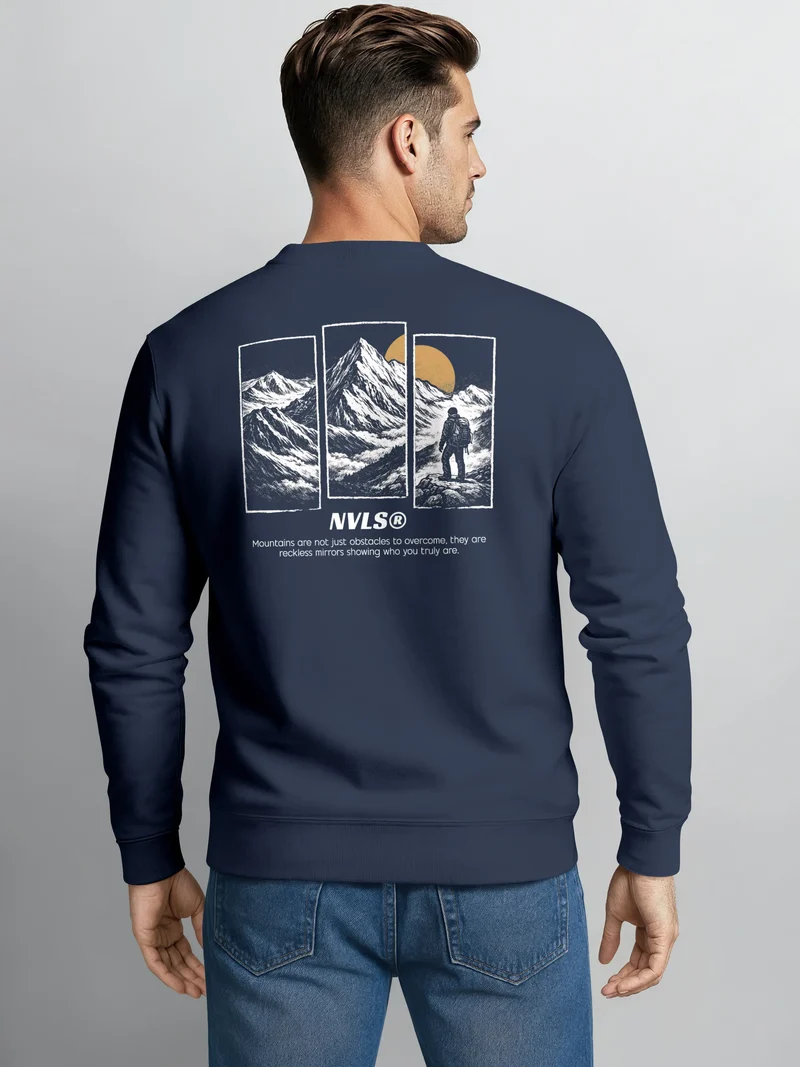 Sweatshirt Herren Pullover mit Outdoor Grafik Print Berge Adventure Wandern Fashion Streetwear Männer