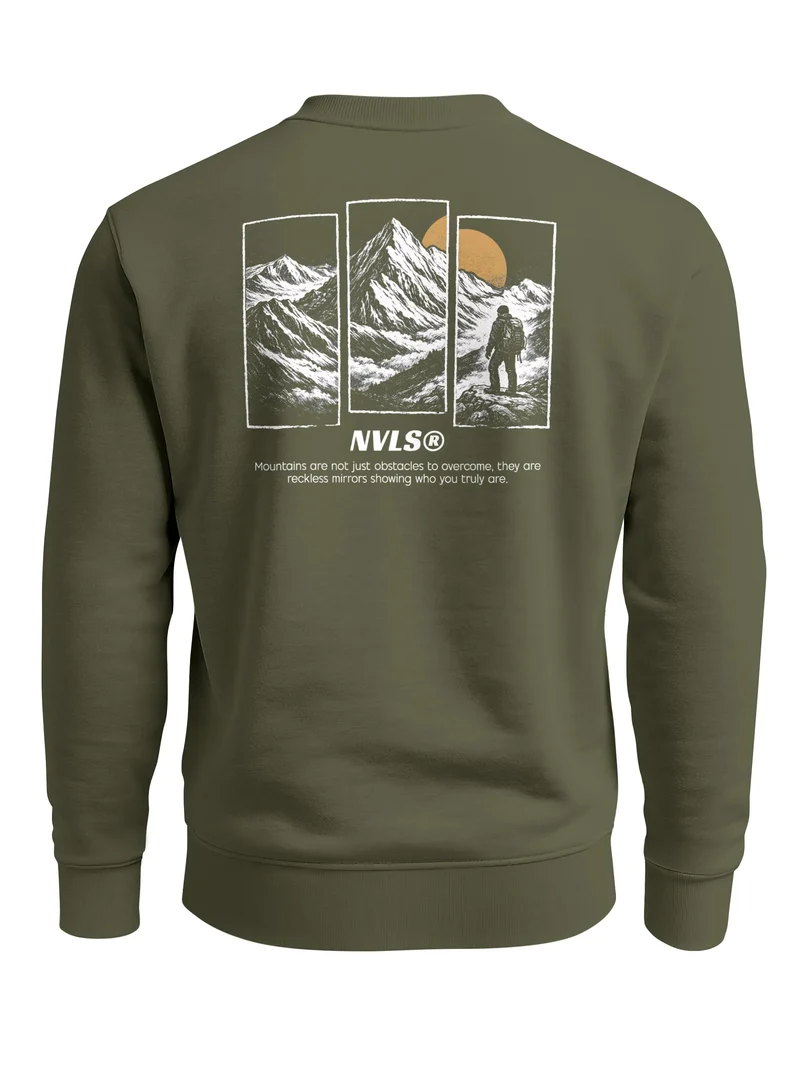 Sweatshirt Herren Pullover mit Outdoor Grafik Print Berge Adventure Wandern Fashion Streetwear Männer