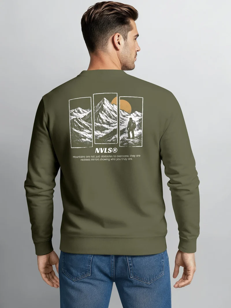Sweatshirt Herren Pullover mit Outdoor Grafik Print Berge Adventure Wandern Fashion Streetwear Männer