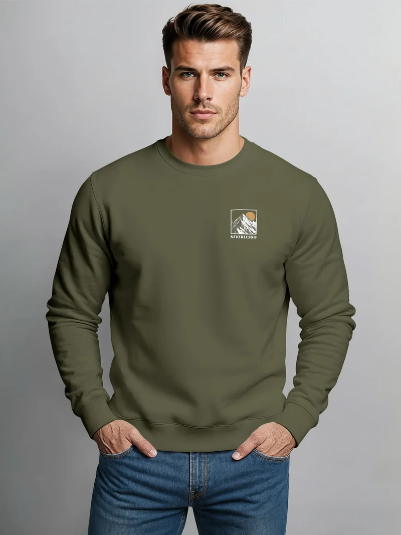 Sweatshirt Herren Pullover mit Outdoor Grafik Print Berge Adventure Wandern Fashion Streetwear Männer
