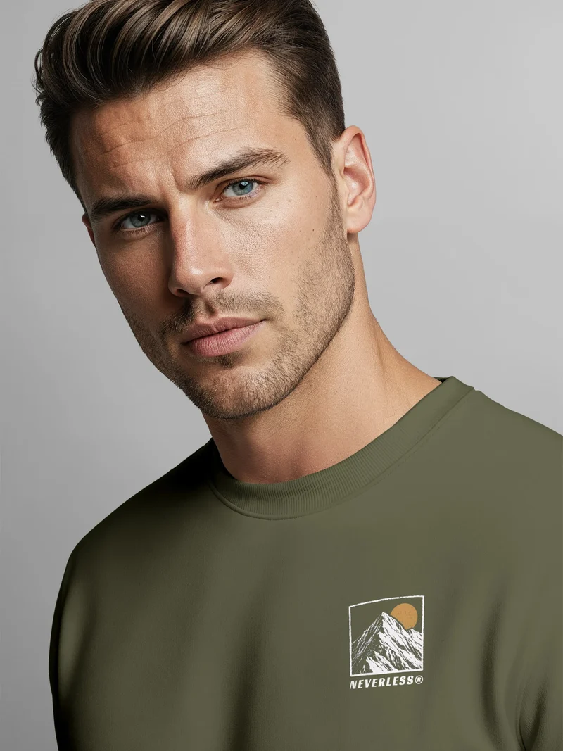 Sweatshirt Herren Pullover mit Outdoor Grafik Print Berge Adventure Wandern Fashion Streetwear Männer