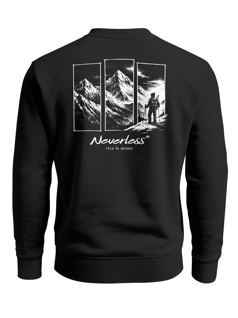 Sweatshirt Herren Pullover Outdoor Berge Backprint Nature Grafik Fashion Streetwear Männer