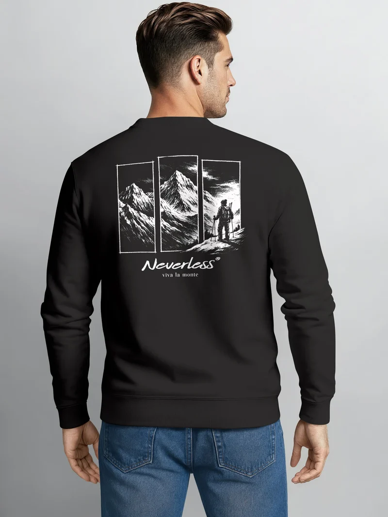 Sweatshirt Herren Pullover Outdoor Berge Backprint Nature Grafik Fashion Streetwear Männer