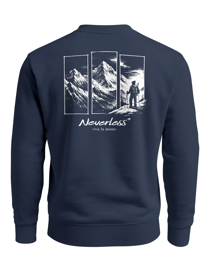 Sweatshirt Herren Pullover Outdoor Berge Backprint Nature Grafik Fashion Streetwear Männer
