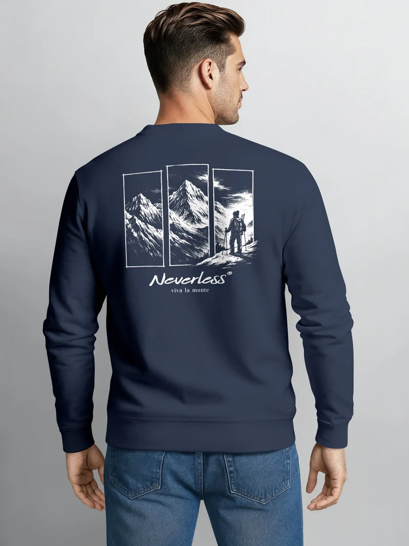 Sweatshirt Herren Pullover Outdoor Berge Backprint Nature Grafik Fashion Streetwear Männer