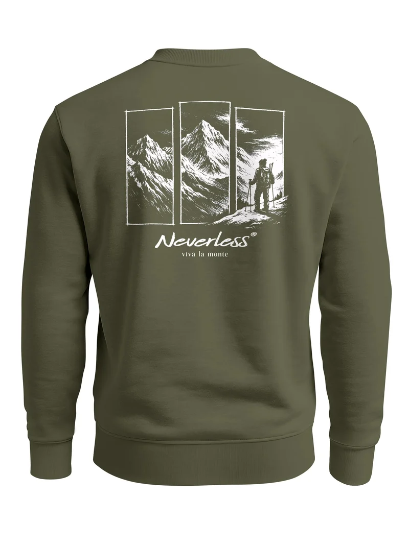 Sweatshirt Herren Pullover Outdoor Berge Backprint Nature Grafik Fashion Streetwear Männer