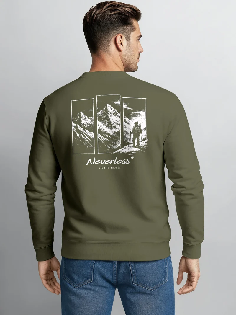 Sweatshirt Herren Pullover Outdoor Berge Backprint Nature Grafik Fashion Streetwear Männer