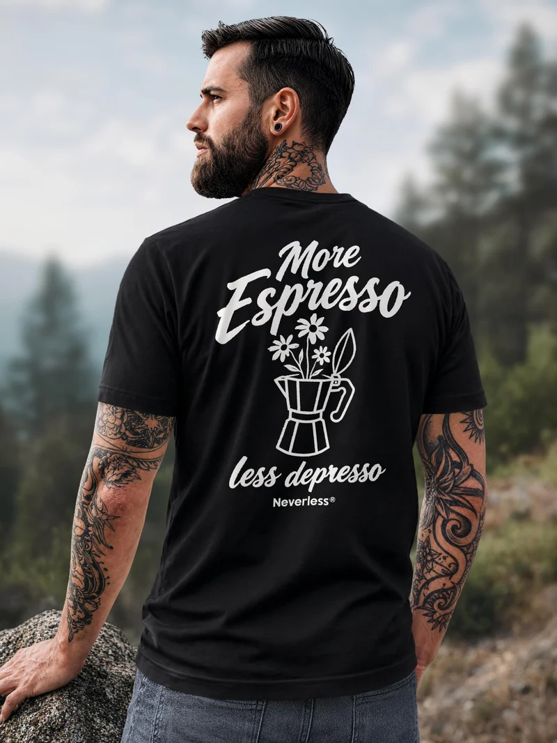 Herren T-Shirt Espresso Backprint Slim Fit