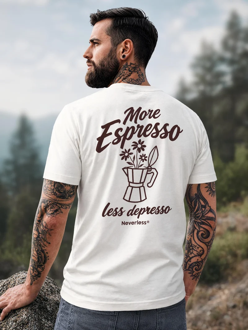 Herren T-Shirt Espresso Backprint Slim Fit