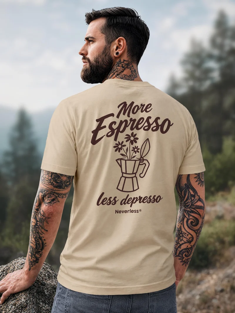 Herren T-Shirt Espresso Backprint Slim Fit