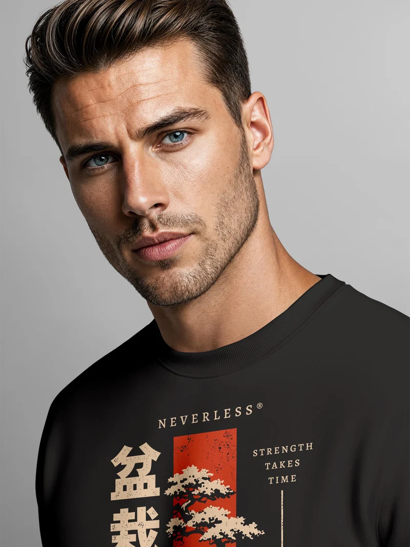 Herren Sweatshirt Bonsai Japan Frontprint Regular Fit