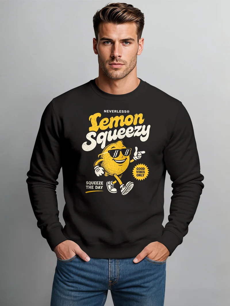 Herren Sweatshirt Lemon Squeezy Frontprint Regular Fit