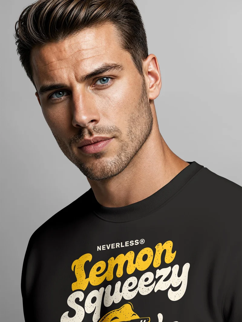 Herren Sweatshirt Lemon Squeezy Frontprint Regular Fit