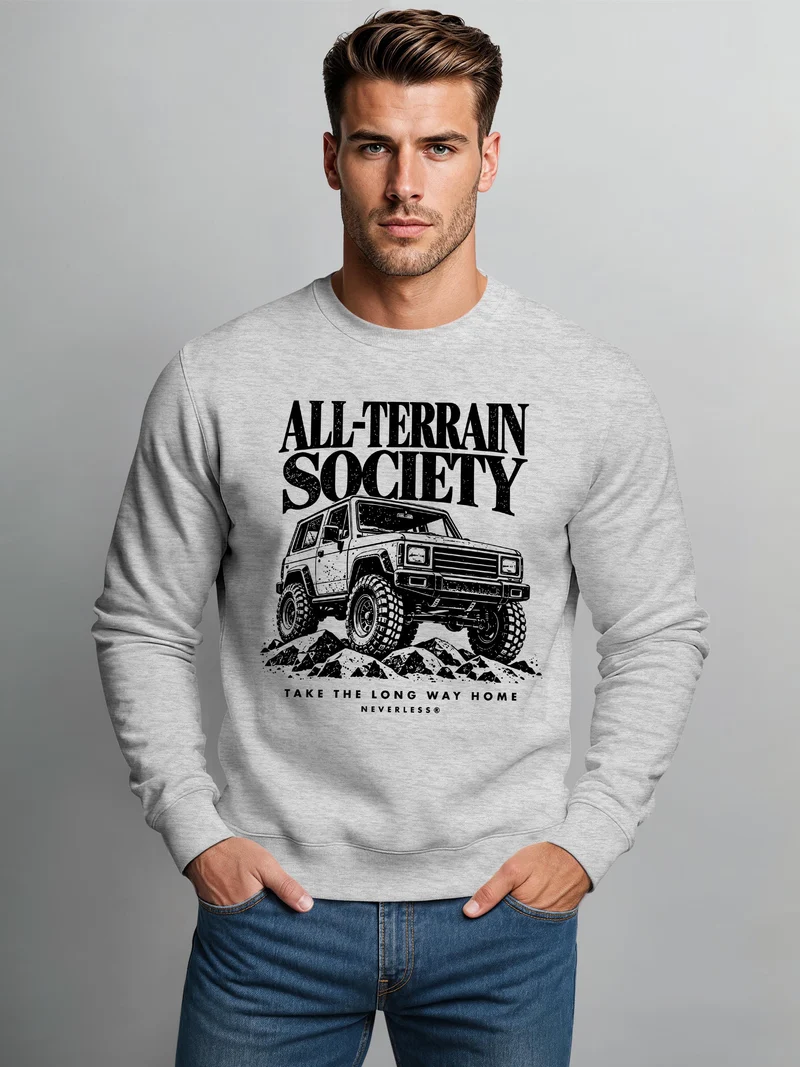 Herren Sweatshirt All Terrain Offroad Print Regular Fit