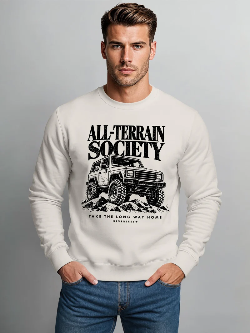 Herren Sweatshirt All Terrain Offroad Print Regular Fit