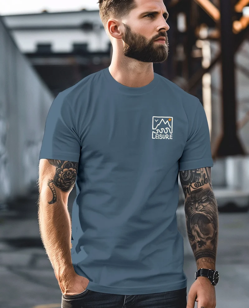 Herren T-Shirt Wandern Berge Natur Aufdruck Printshirt Outdoor Fashion Grafik Design
