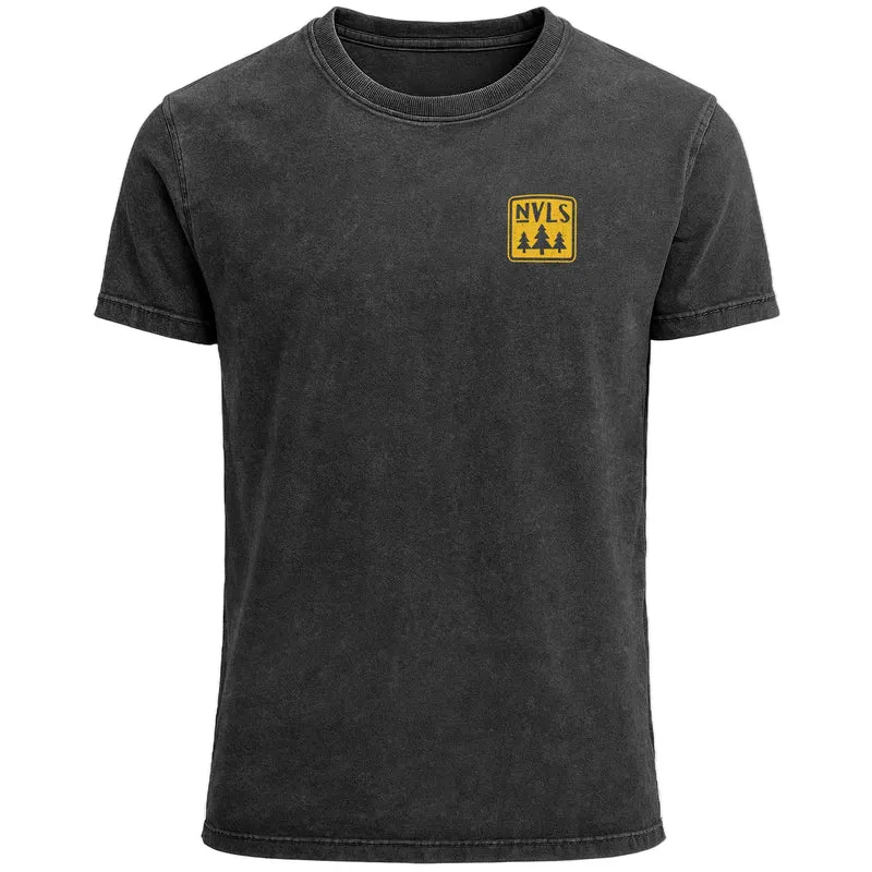 Herren Vintage T-Shirt Backprint Think Outside Printshirt Outdoor Aufdruck Used Look Baumwolle