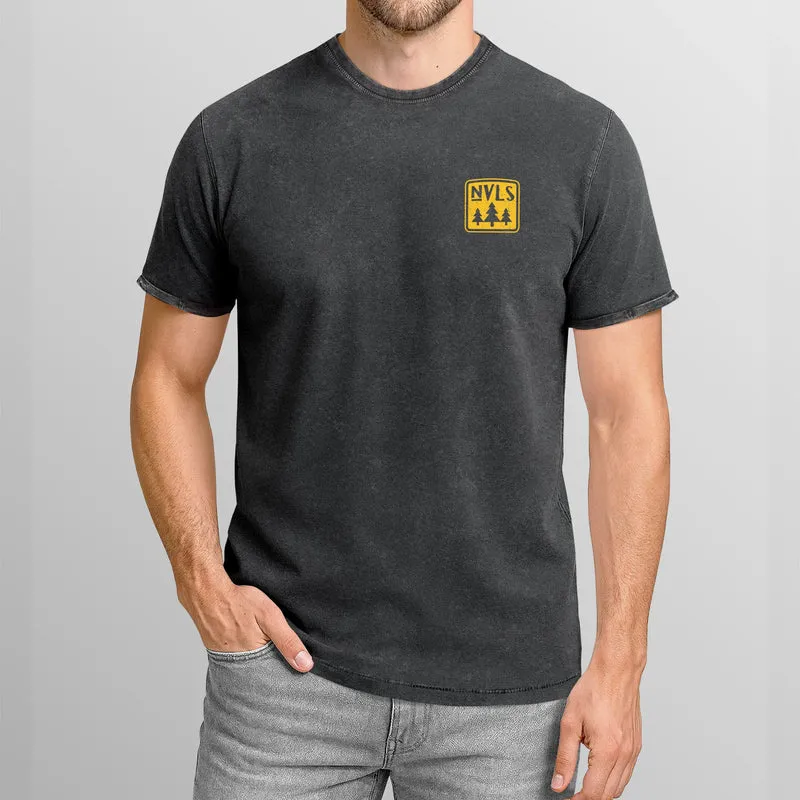 Herren Vintage T-Shirt Backprint Think Outside Printshirt Outdoor Aufdruck Used Look Baumwolle
