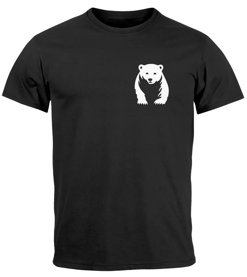 Herren T-Shirt Aufdruck Brustprint Logo Bär Natur Outdoor Fashion Streetstyle