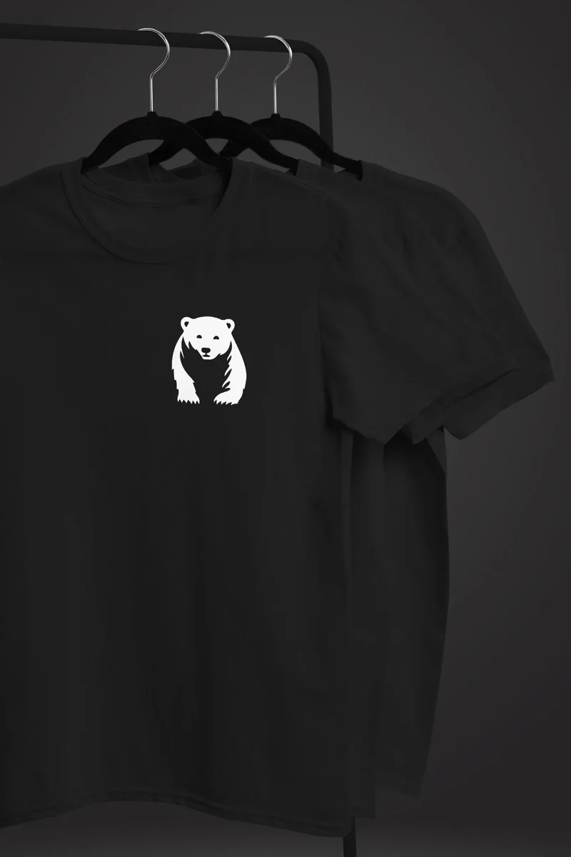 Herren T-Shirt Aufdruck Brustprint Logo Bär Natur Outdoor Fashion Streetstyle