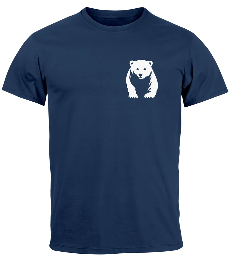 Herren T-Shirt Aufdruck Brustprint Logo Bär Natur Outdoor Fashion Streetstyle
