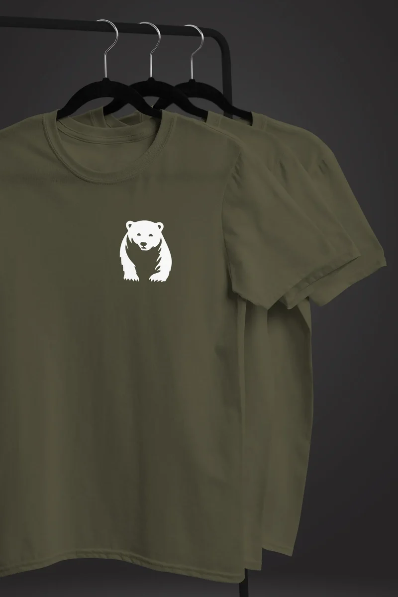 Herren T-Shirt Aufdruck Brustprint Logo Bär Natur Outdoor Fashion Streetstyle