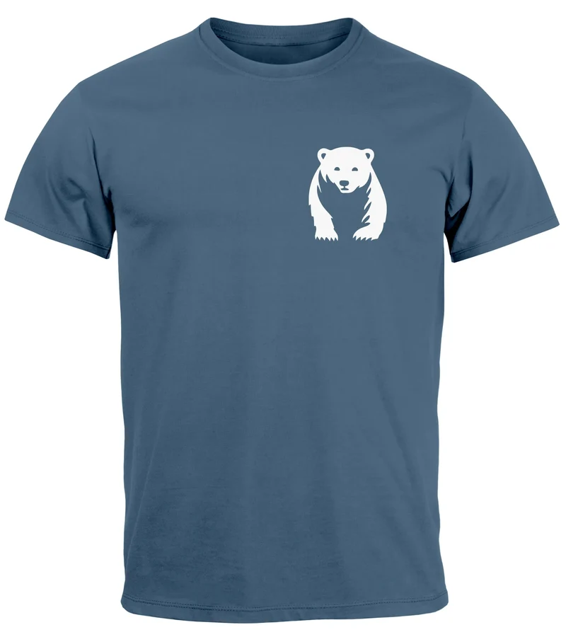 Herren T-Shirt Aufdruck Brustprint Logo Bär Natur Outdoor Fashion Streetstyle