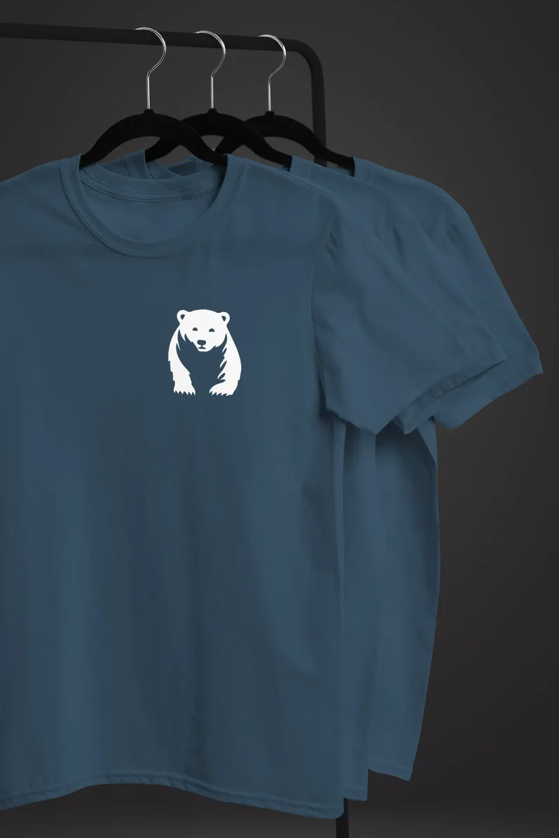 Herren T-Shirt Aufdruck Brustprint Logo Bär Natur Outdoor Fashion Streetstyle