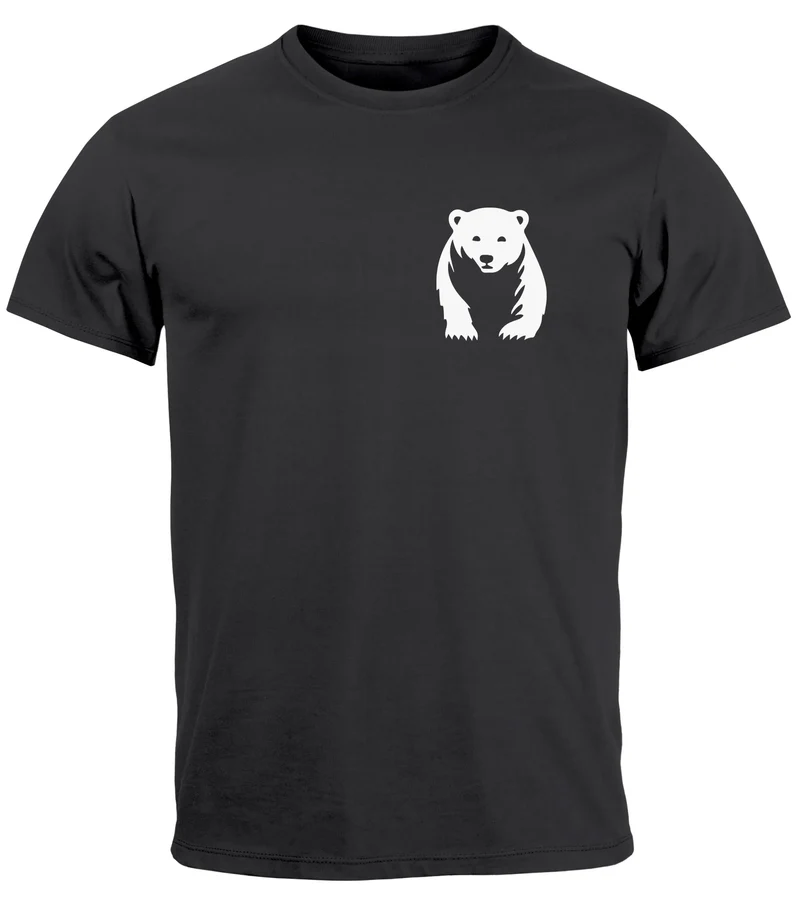 Herren T-Shirt Aufdruck Brustprint Logo Bär Natur Outdoor Fashion Streetstyle