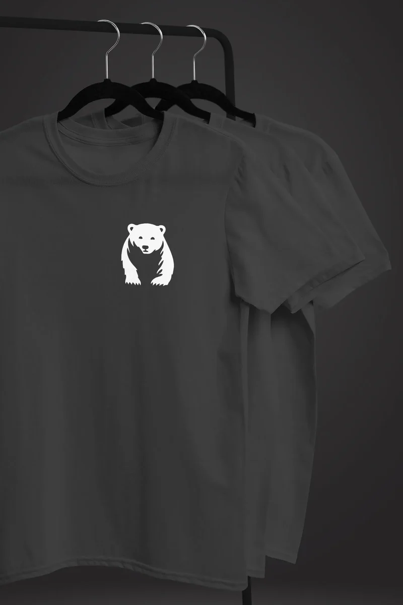 Herren T-Shirt Aufdruck Brustprint Logo Bär Natur Outdoor Fashion Streetstyle