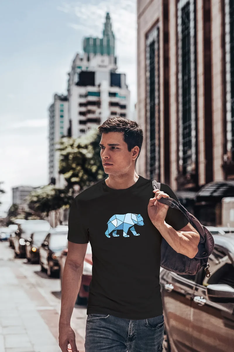 Herren T-Shirt Polygon Grafik Bär Outdoor Fashion Tiermotiv Wandern Geometric Style Streetstyle