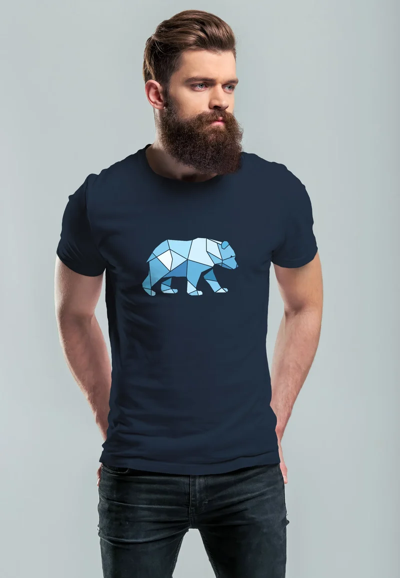 Herren T-Shirt Polygon Grafik Bär Outdoor Fashion Tiermotiv Wandern Geometric Style Streetstyle