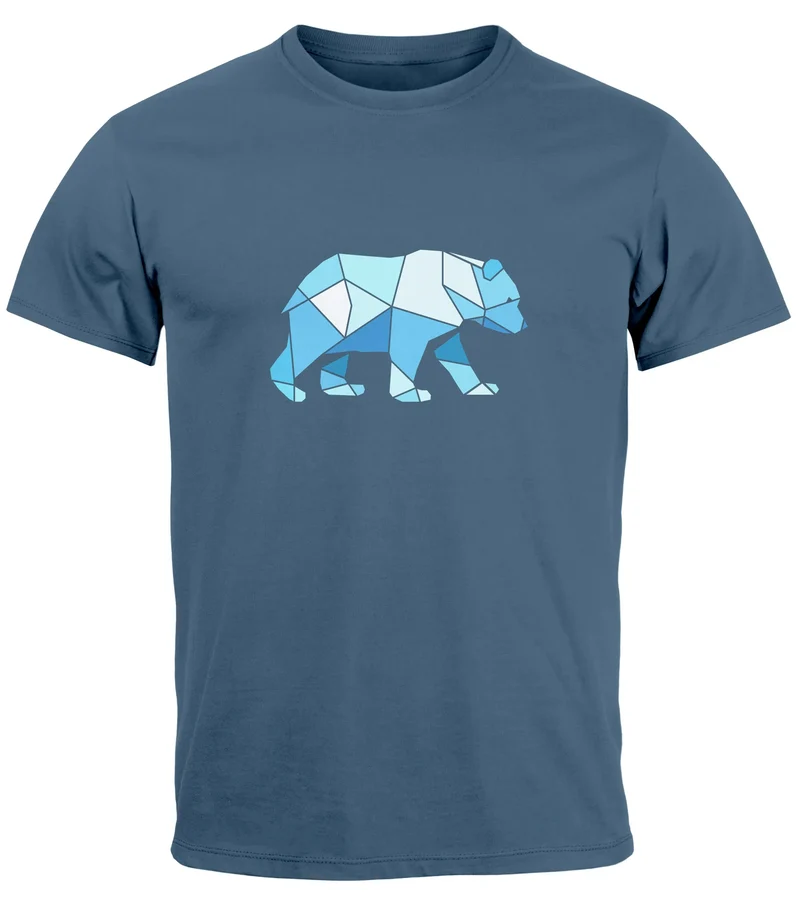 Herren T-Shirt Polygon Grafik Bär Outdoor Fashion Tiermotiv Wandern Geometric Style Streetstyle
