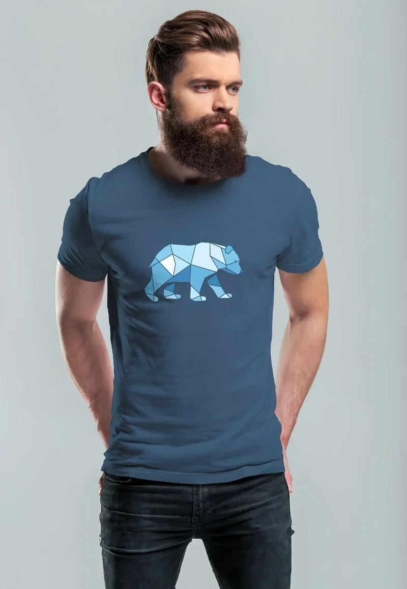 Herren T-Shirt Polygon Grafik Bär Outdoor Fashion Tiermotiv Wandern Geometric Style Streetstyle