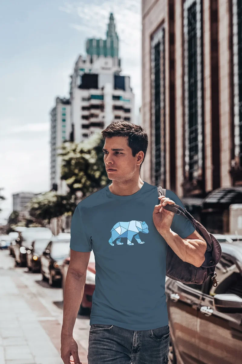 Herren T-Shirt Polygon Grafik Bär Outdoor Fashion Tiermotiv Wandern Geometric Style Streetstyle