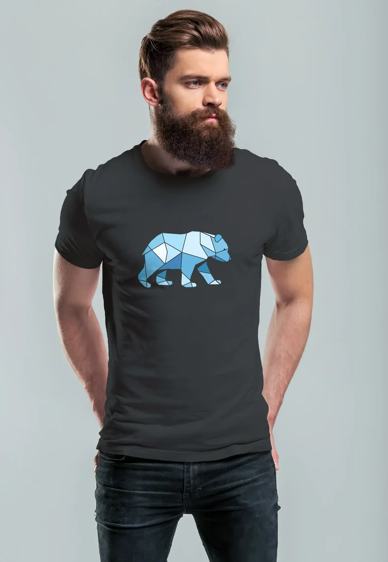 Herren T-Shirt Polygon Grafik Bär Outdoor Fashion Tiermotiv Wandern Geometric Style Streetstyle