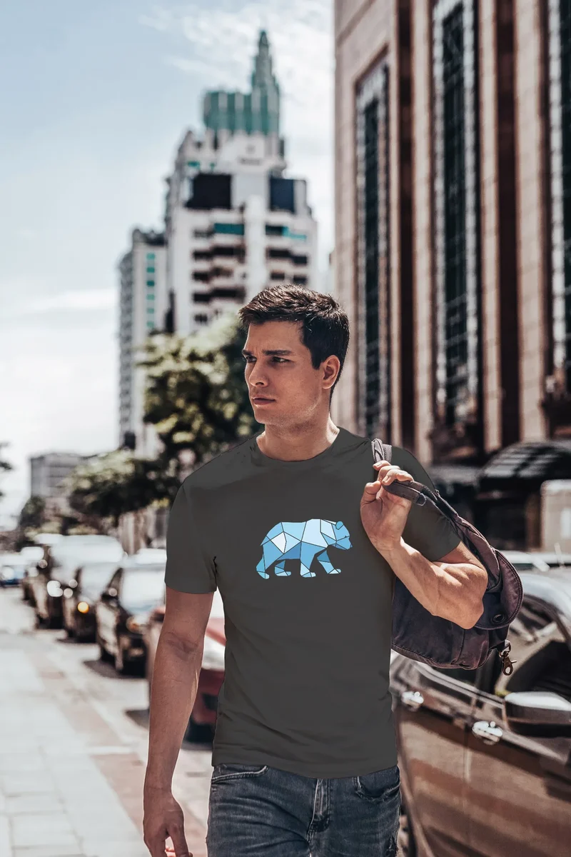 Herren T-Shirt Polygon Grafik Bär Outdoor Fashion Tiermotiv Wandern Geometric Style Streetstyle