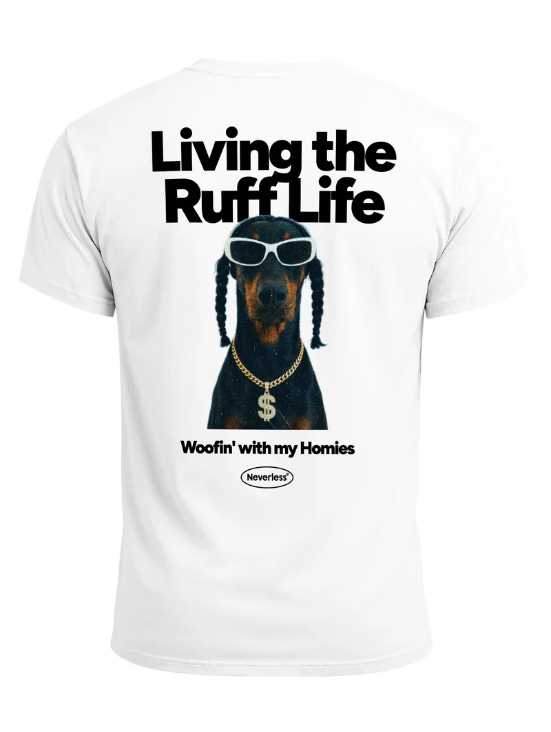 Herren T-Shirt Backprint - Design Ruff Life Rapper - Baumwollshirt Männer Fashion Streetstyle Slim Fit
